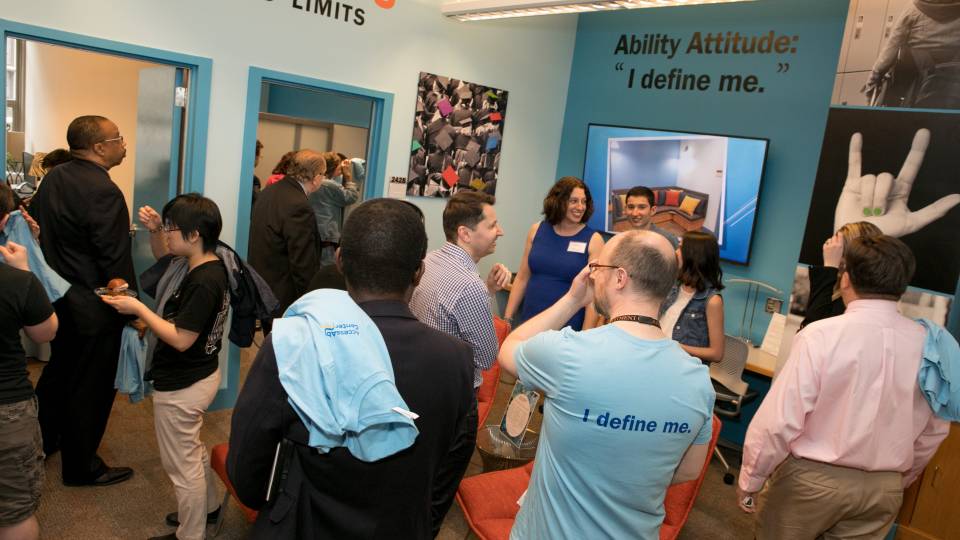 People mingle at the AccessAbility Center
