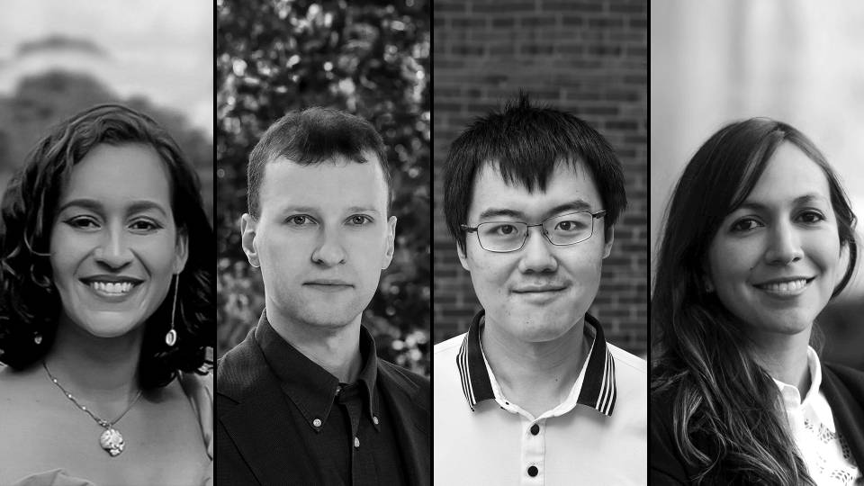 All 4 Sloan Fellows of 2025 as a series of black and white portraits