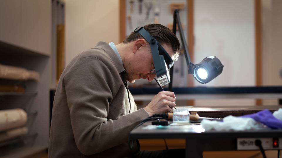 Bart Devolder at work in the art museum's conservation studio