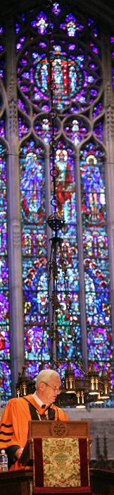 Fleming at the podium