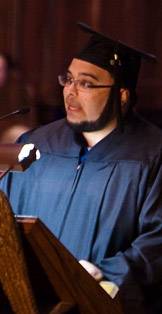 student speaker at podium