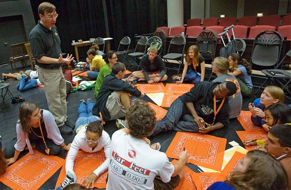 Rick Curtis with students