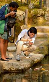 Kyoto Gardens students at pond