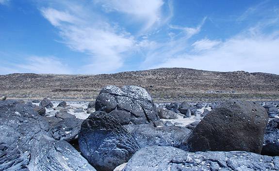 Graduate Students Spiral Jetty basalt rocks