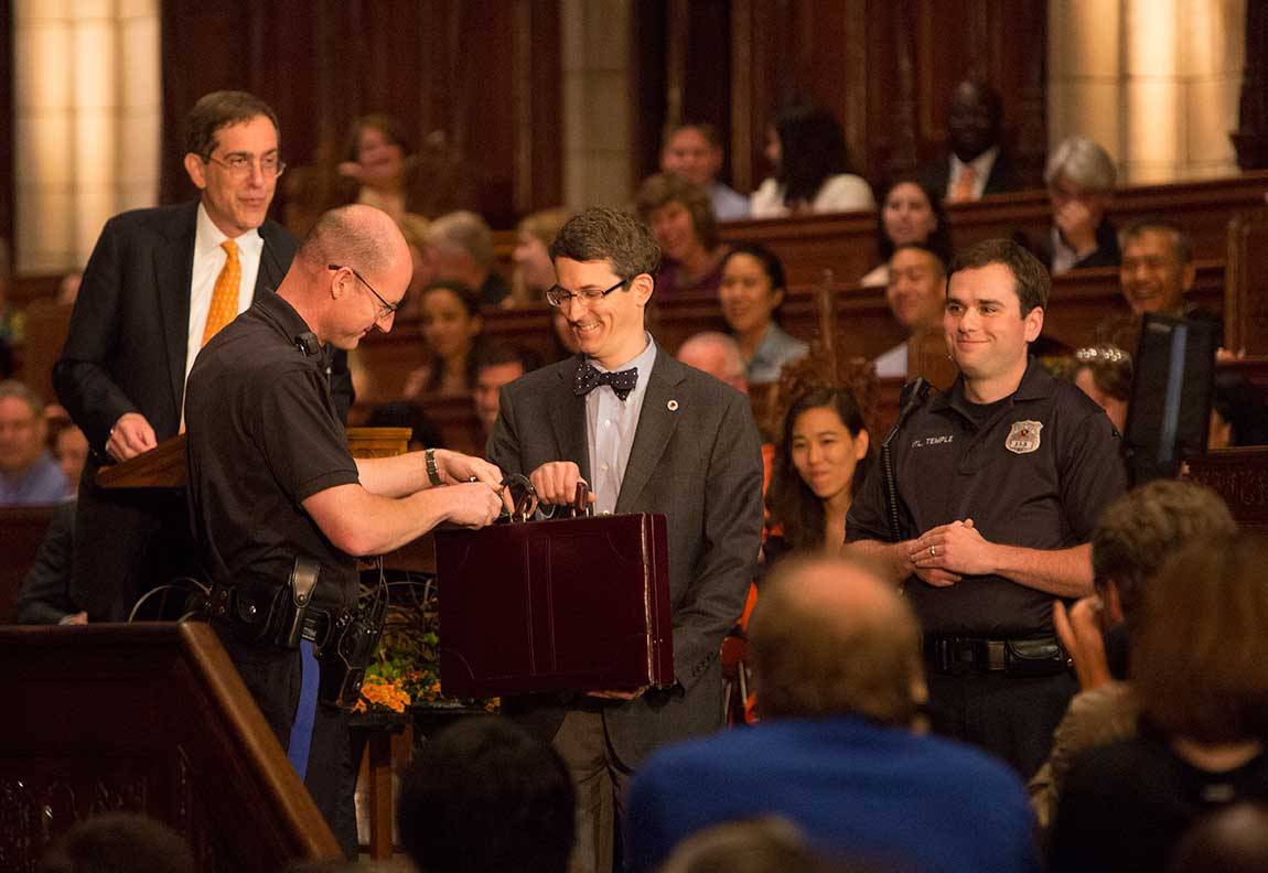 Class Day 2015 Dan Linke with briefcase