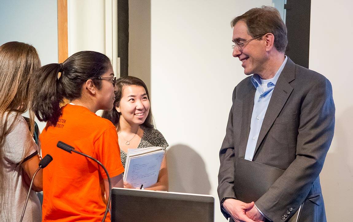 Freshman Scholars Institute (FSI) students with President Christopher L. Eisgruber