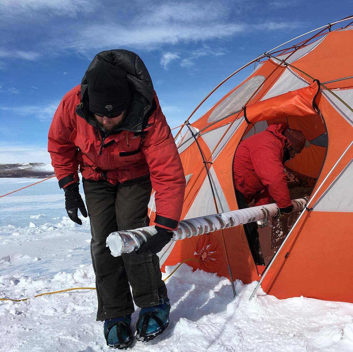 Oldest Ice John Higgins with drill