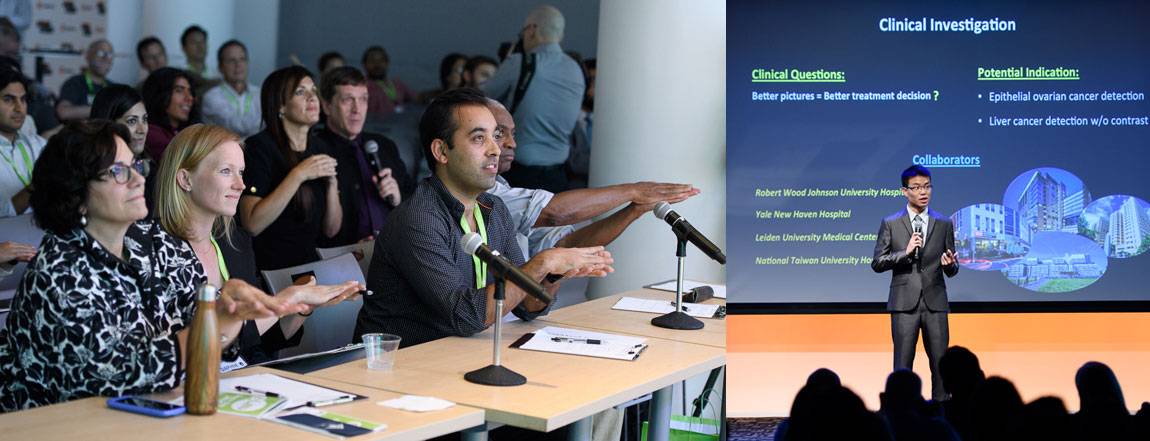 Rachel Kohler '85, Daphne Earp '10, Saahill Desai '06 and Bruce Lincoln '79 provided feedback and guidance to Demo Day presenters such as Jen-Tang Lu