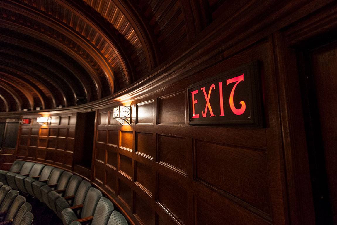 Richardson Auditorium in Alexander Hall exit sign