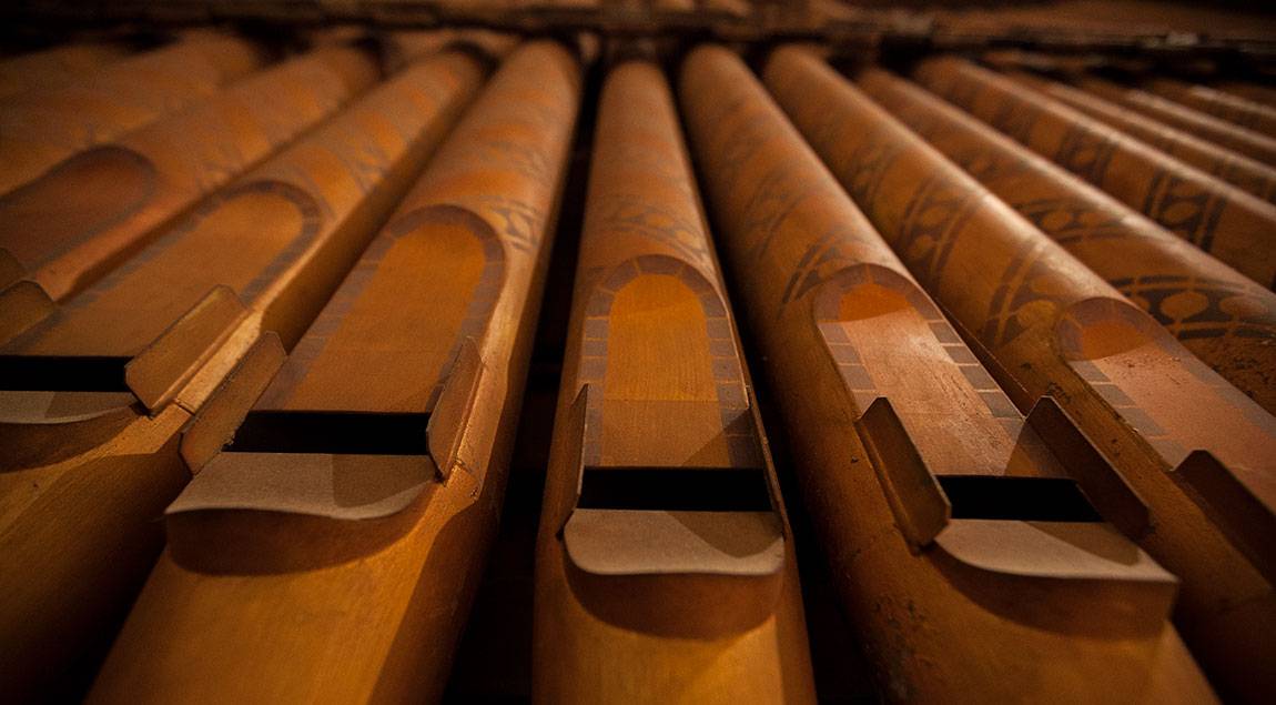Richardson Auditorium in Alexander Hall old organ pipes