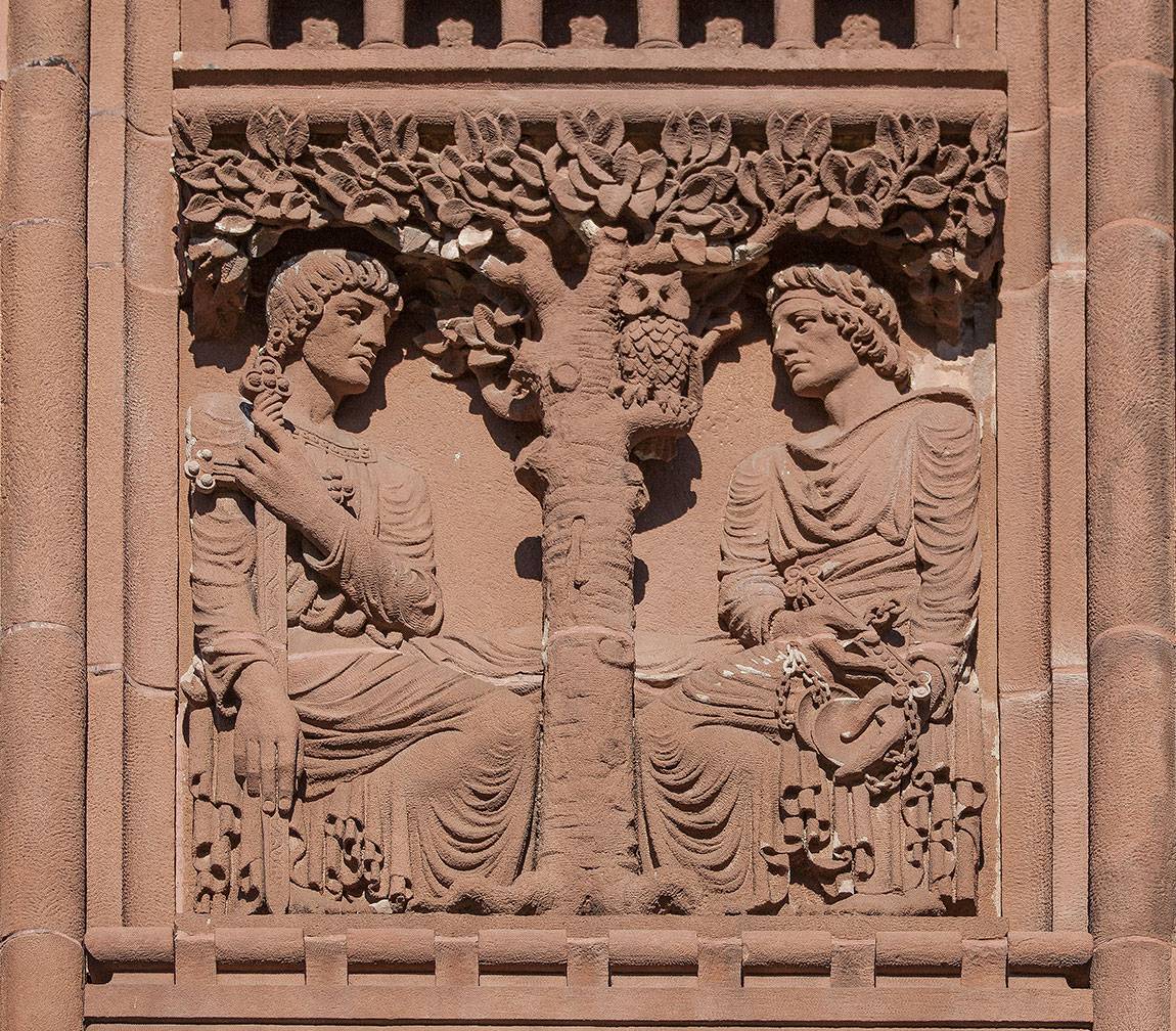 Richardson Auditorium in Alexander Hall sculpture panel