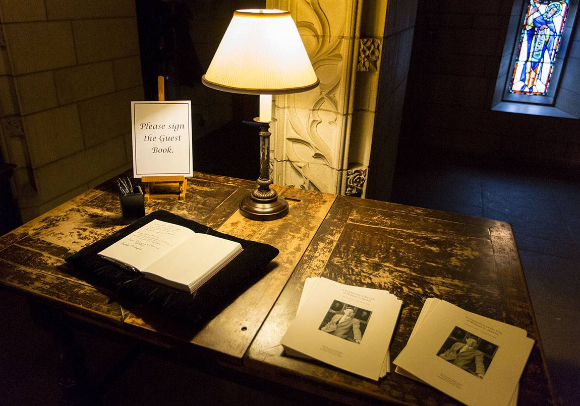 President Bowen memorial programs on desk