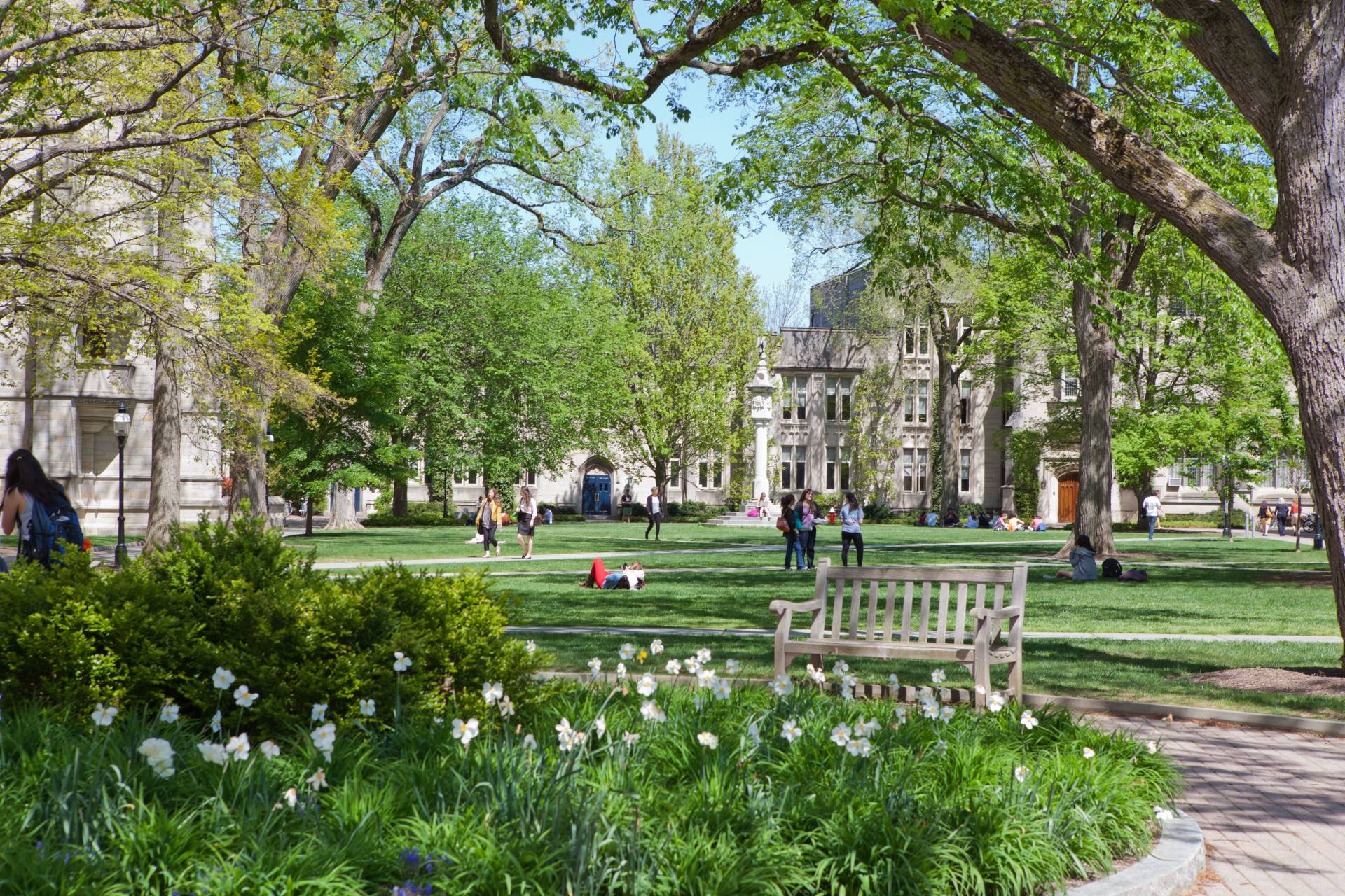 People in chapel, Dickinson, and McCosh courtyard