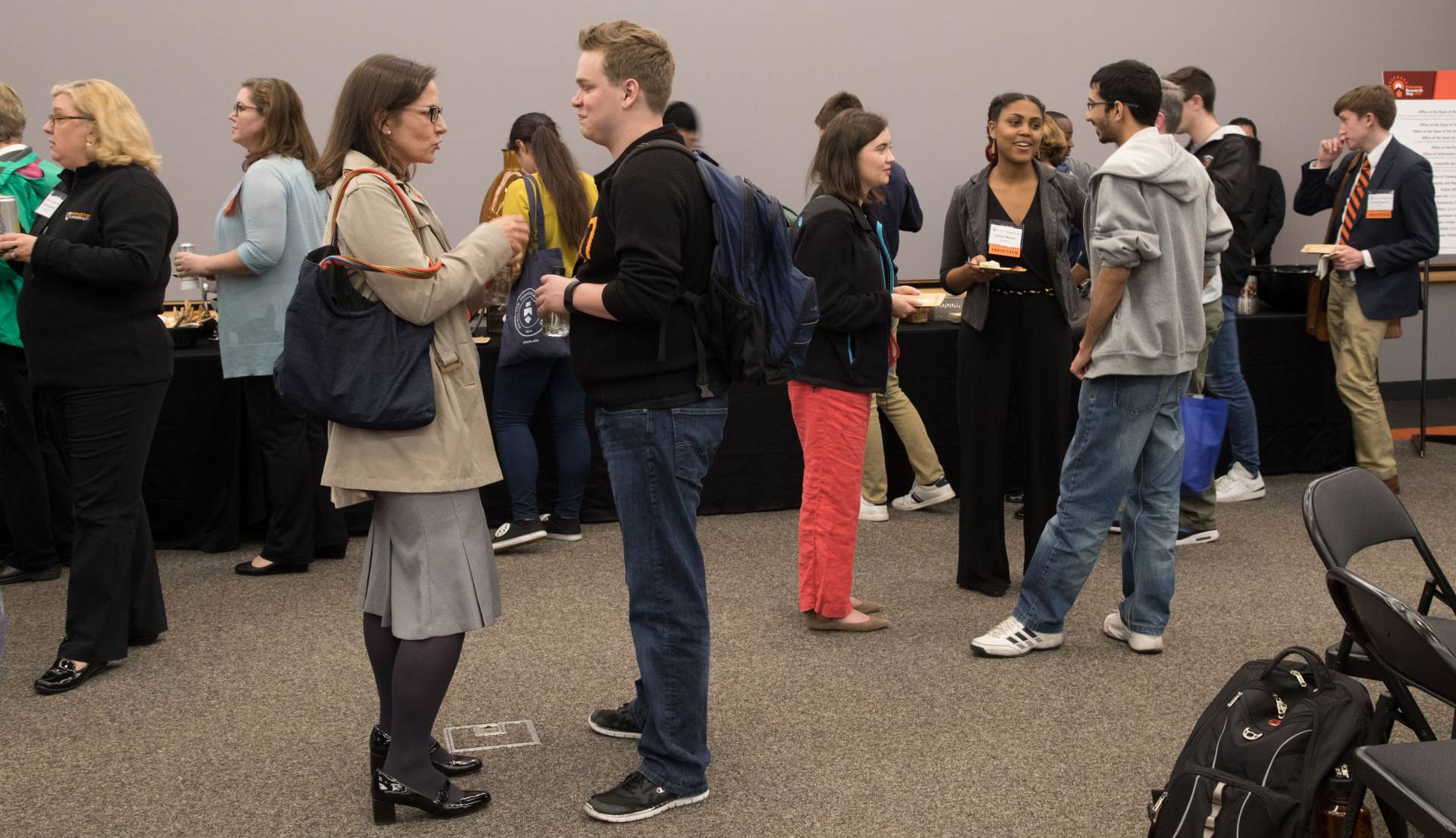 Students, faculty and staff at reception for Princeton Research Day