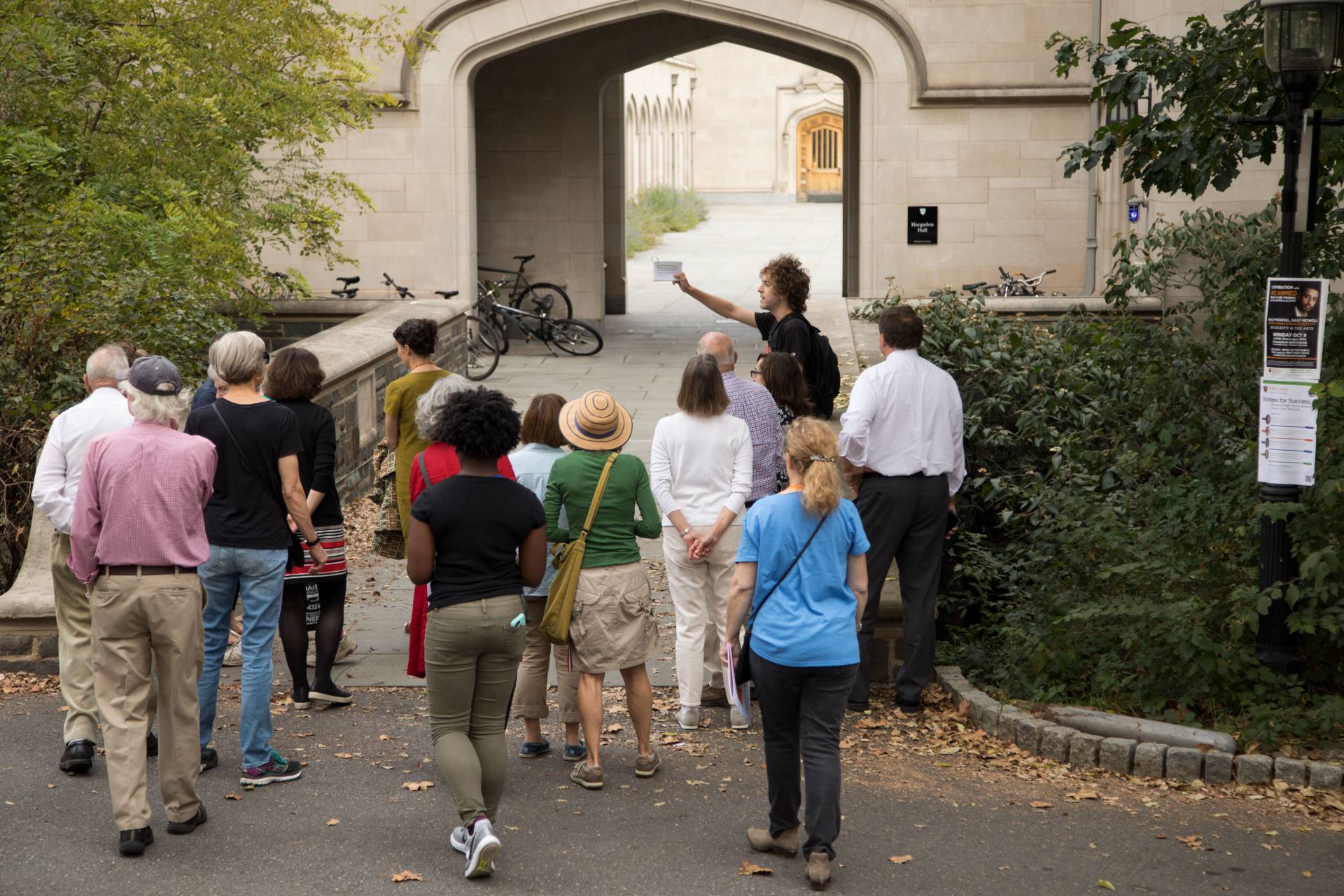 Kyle Berlin leading tour on campus