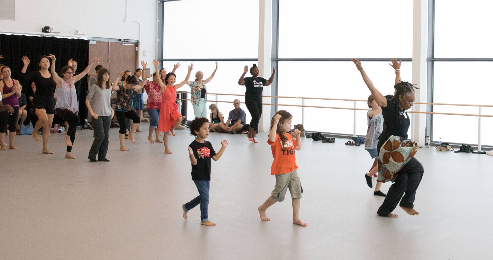 Community members dancing