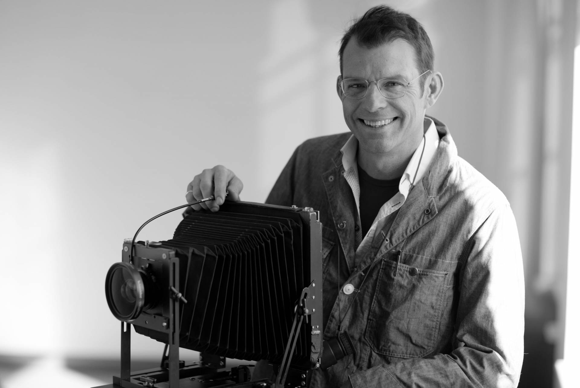 Professor Whetstone with large format camera