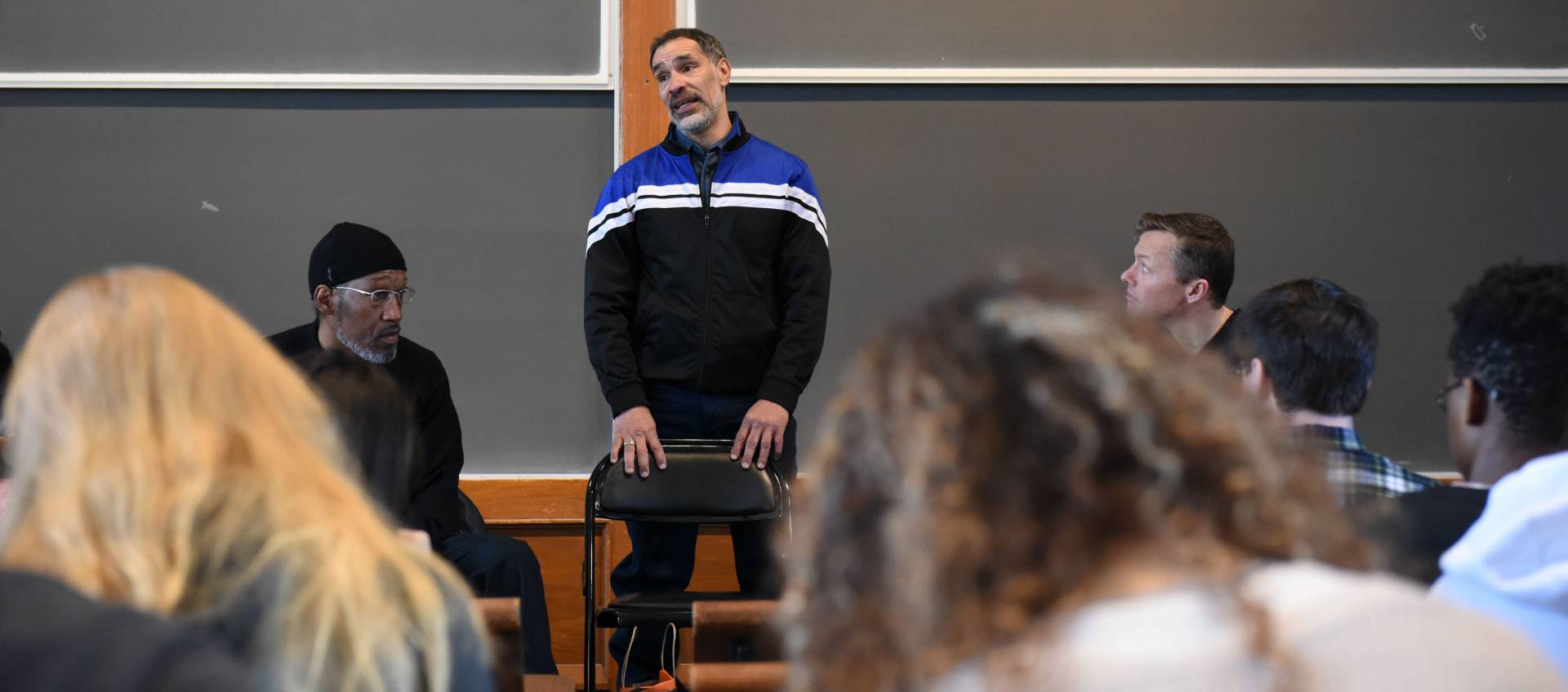 Marcos Rayas speaking to students