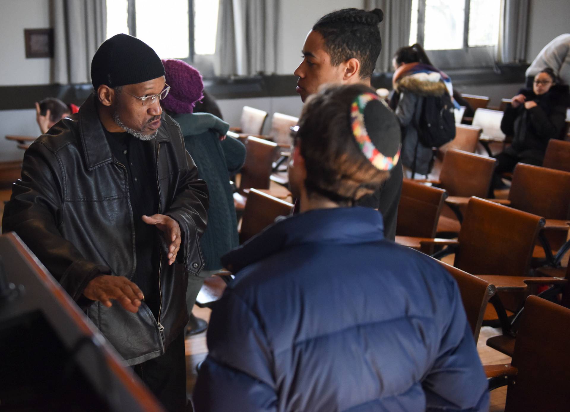 Michael Nelson speaking to students