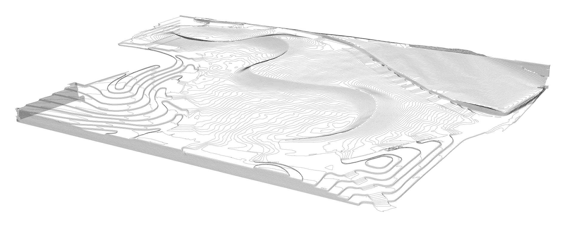 Topographic illustration of Maya Lin outdoor installation