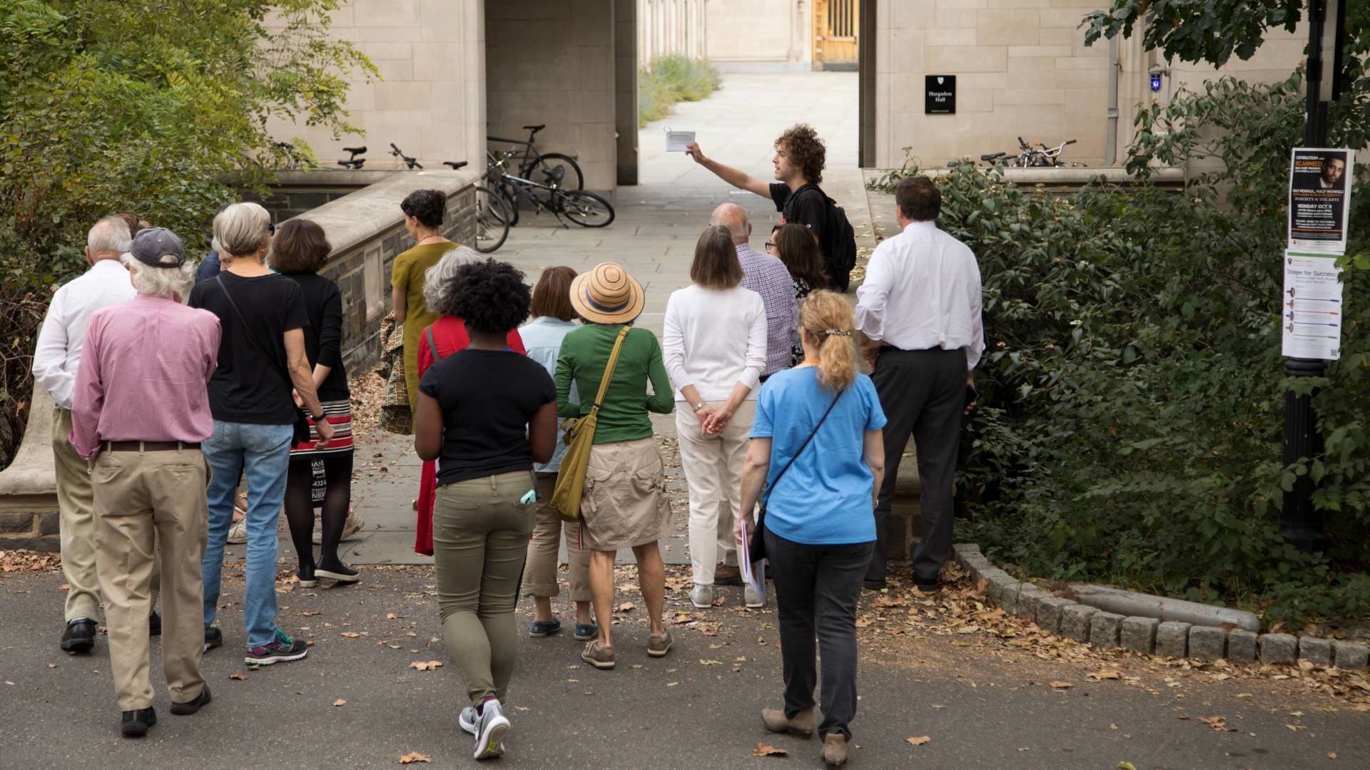 Kyle Berlin leading tour on campus