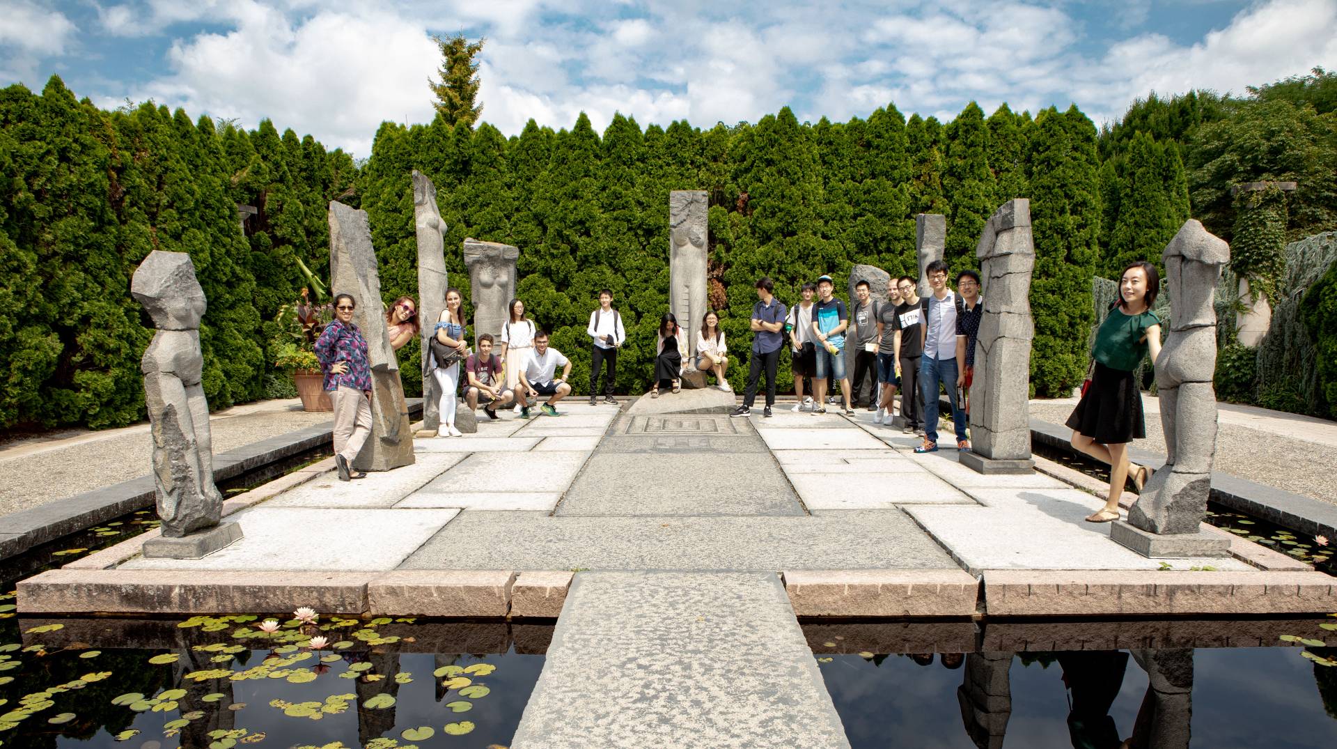 International students visiting Grounds For Sculpture