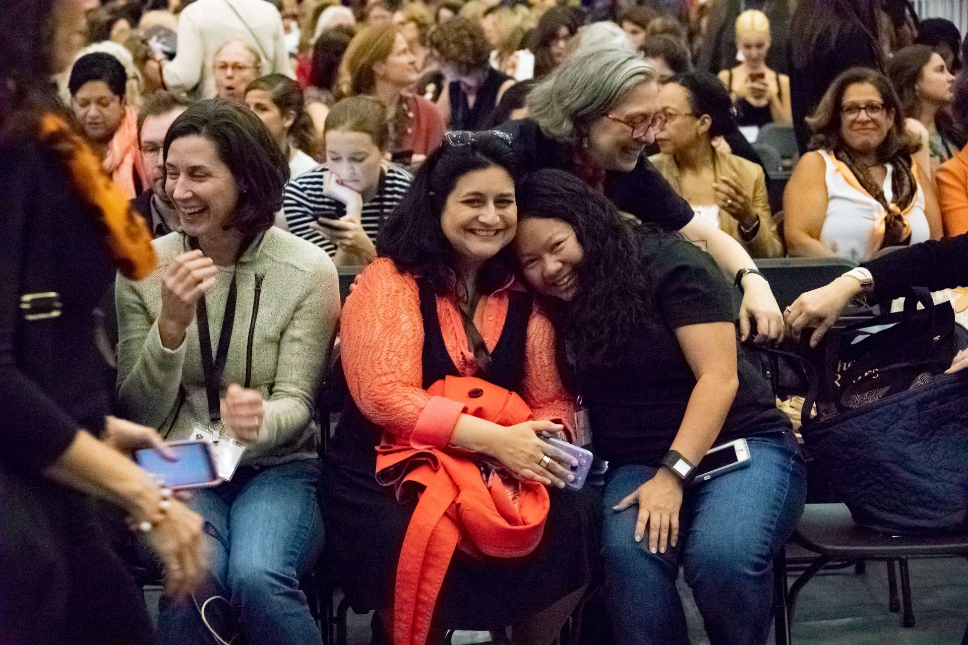 Jess Gonzalez ’95 and Jenny Korn ’96 in audience waiting for Justices Kagan and Sotomayor to speak