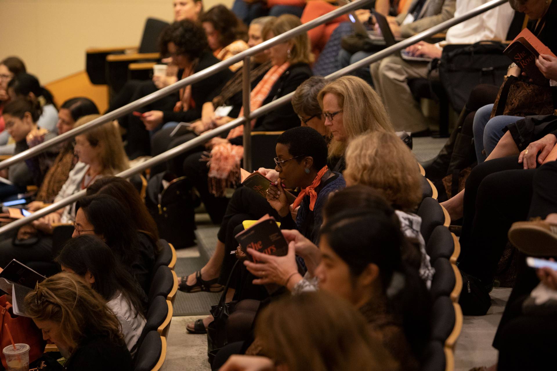 Audience listening to panel on data science
