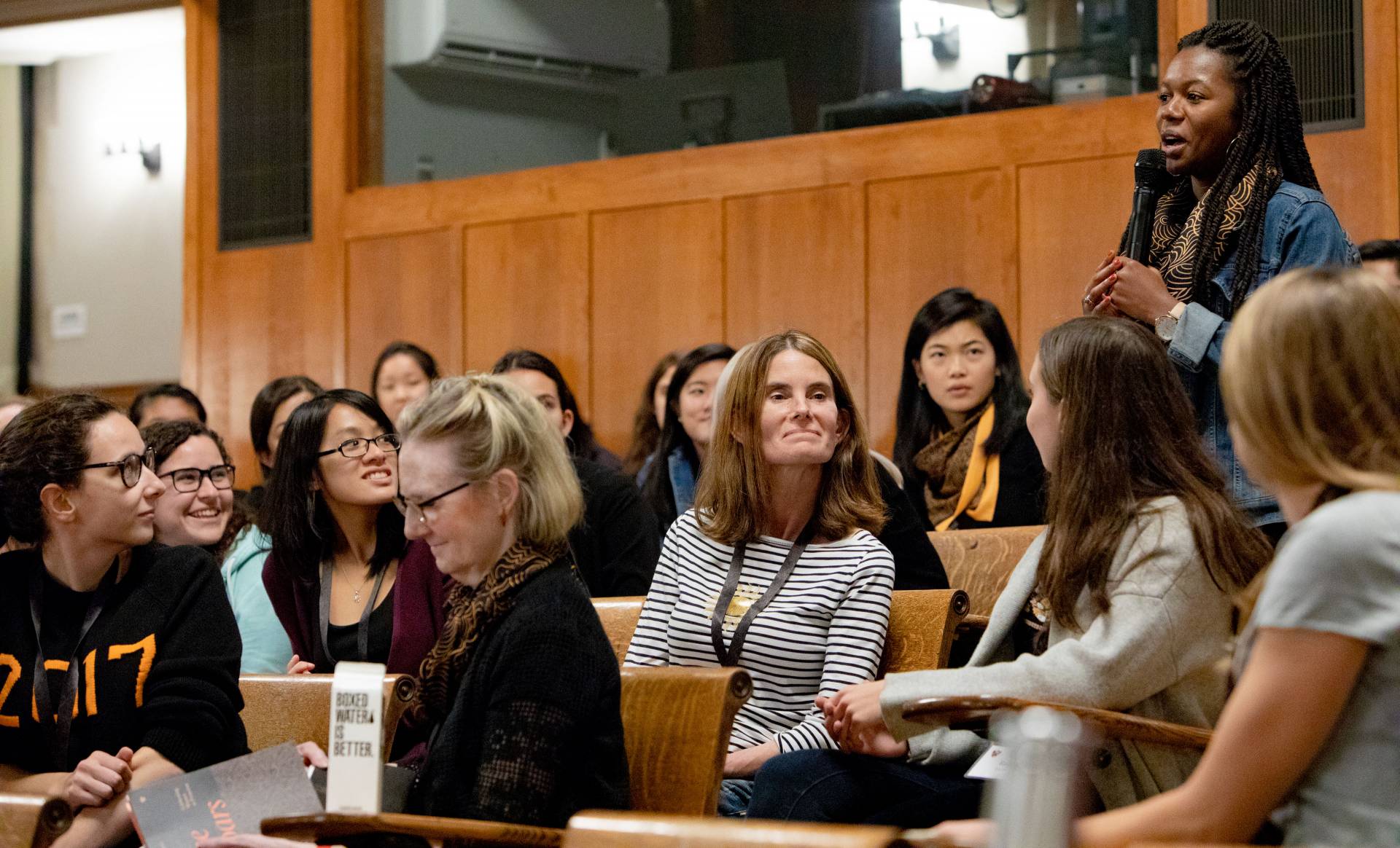 Jahdziah St. Julien asks a question during health care policy panel