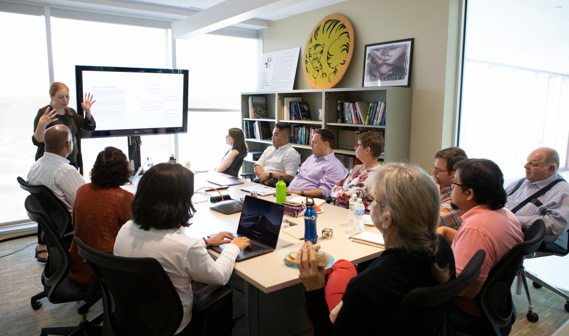 Susan Spraragen speaking to Princeton employees