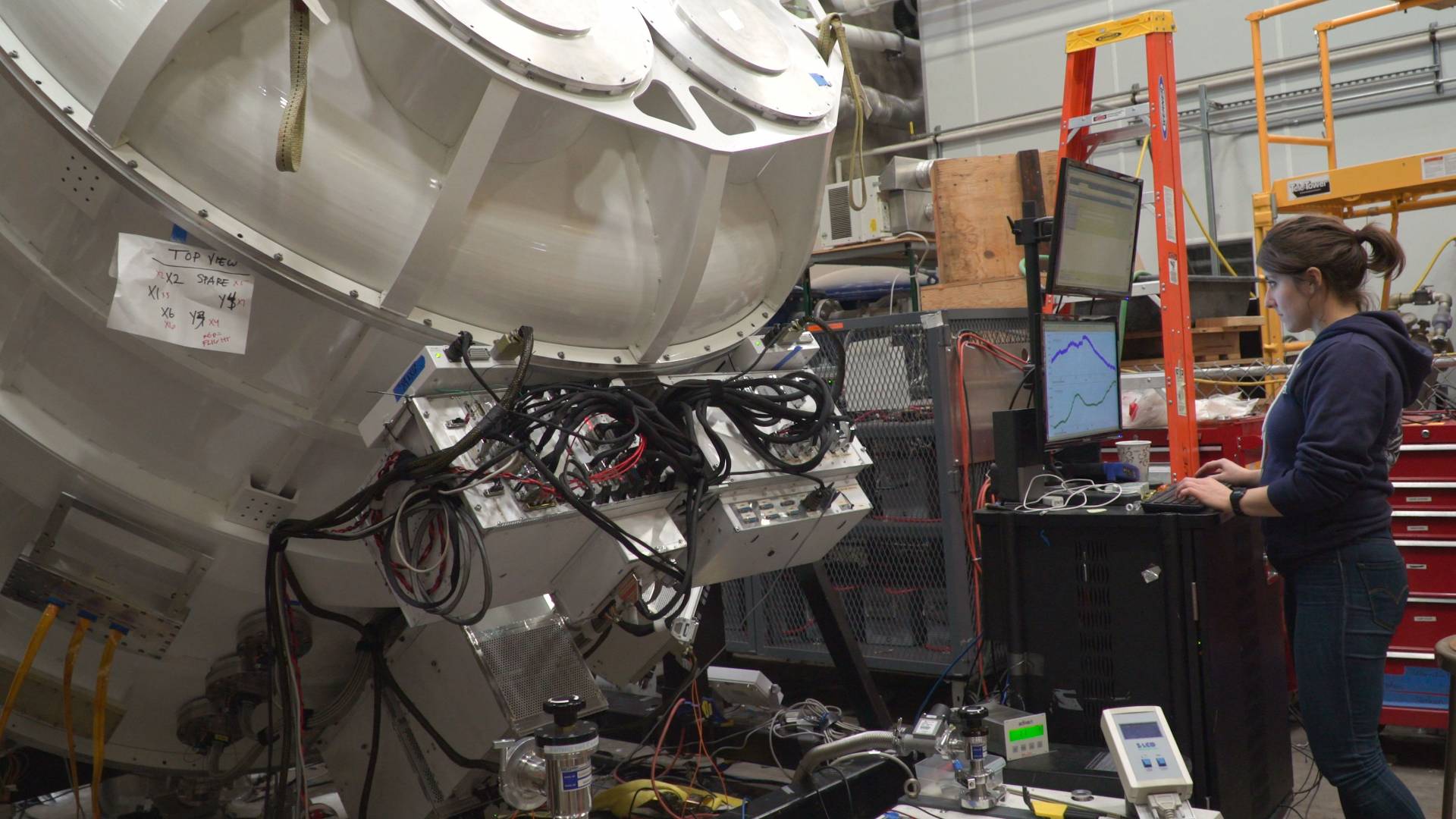 Stevie Bergman working in physics lab