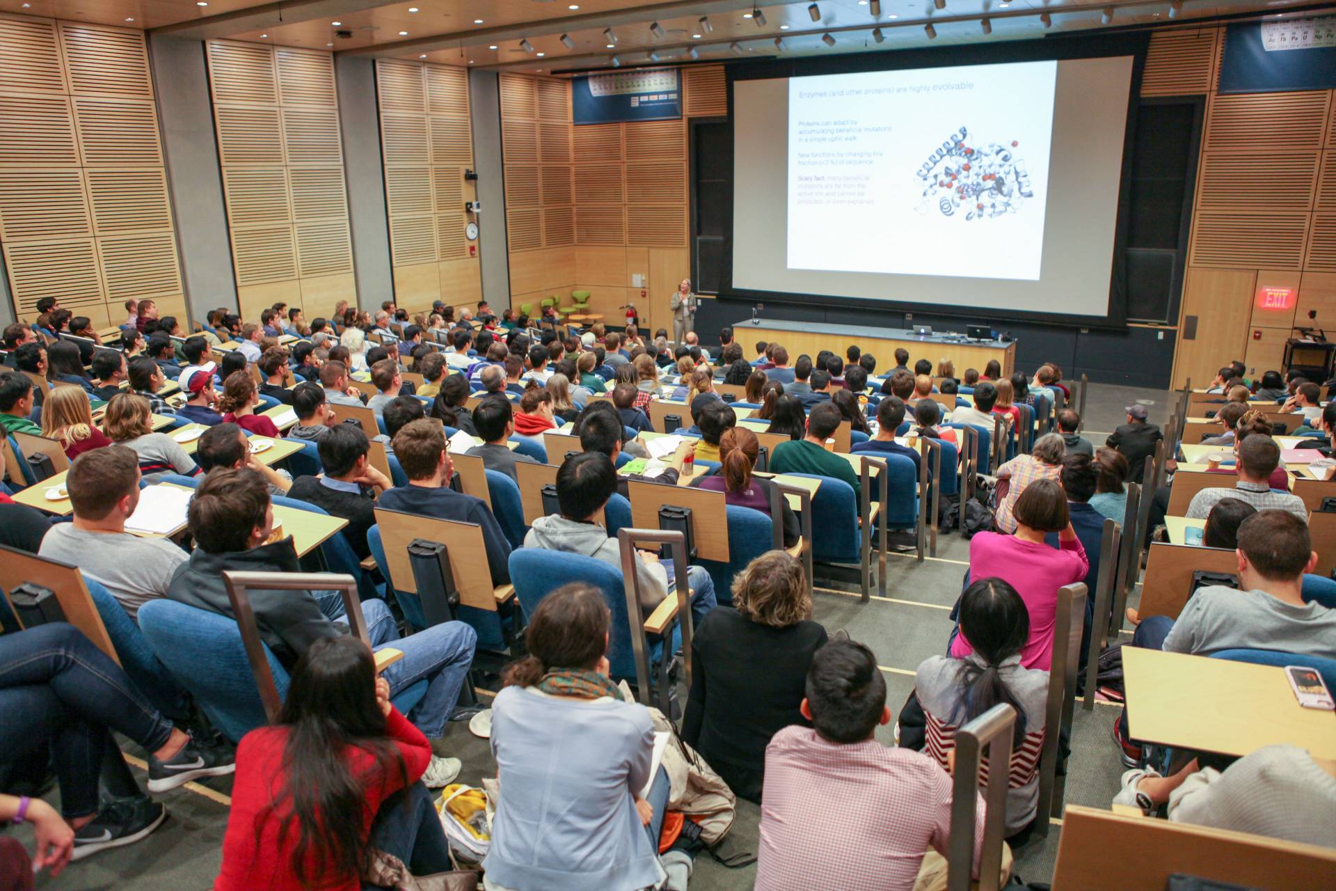 Audience listening to Frances Arnold