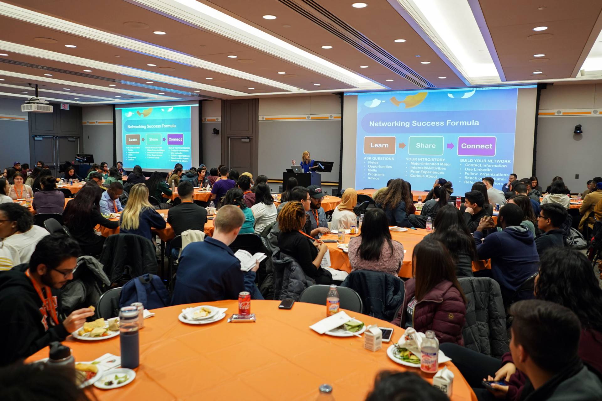 Students at a presentation by Eva Kubu