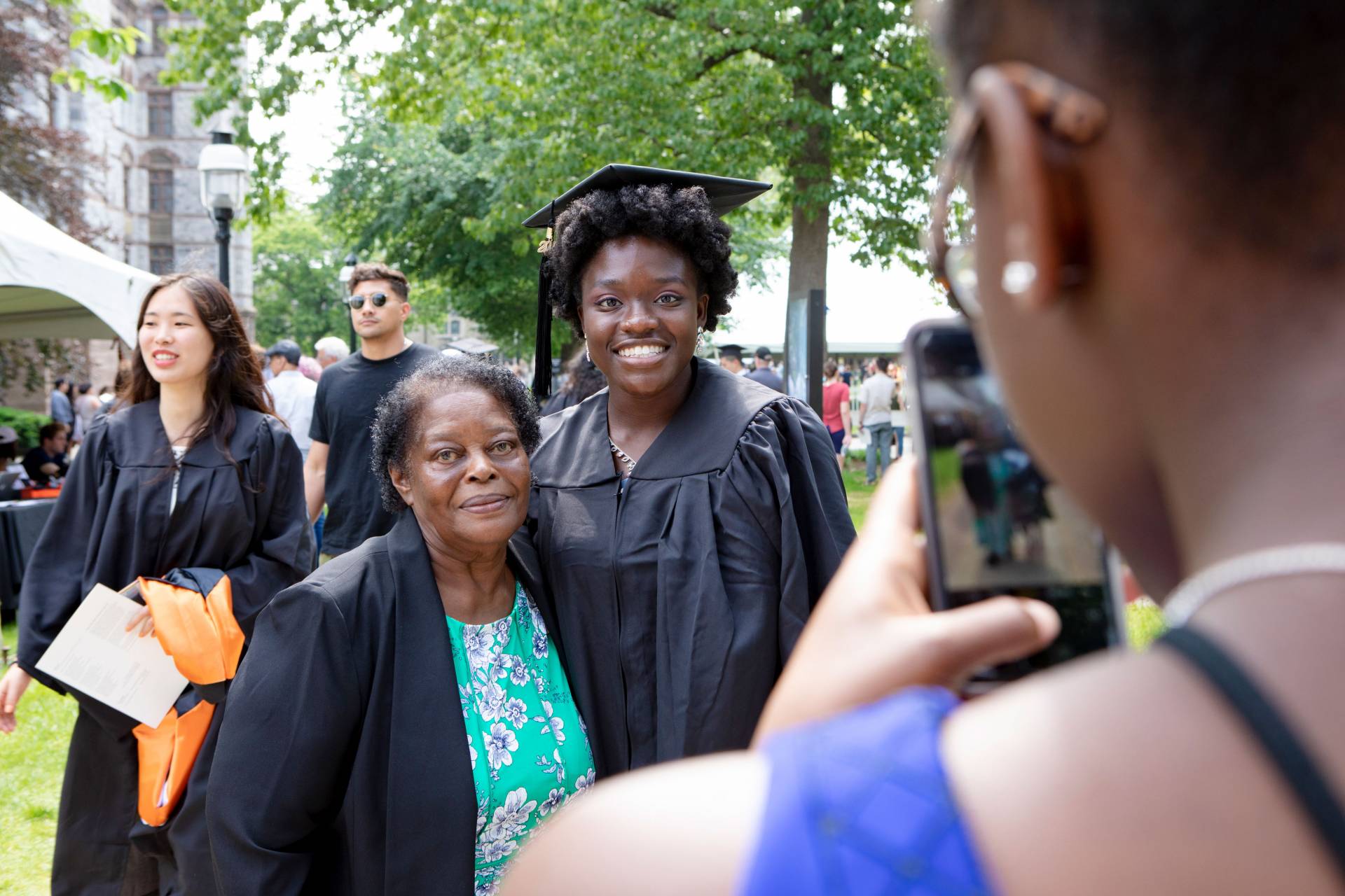 Janelle Spence posing for a photo with her grandmother