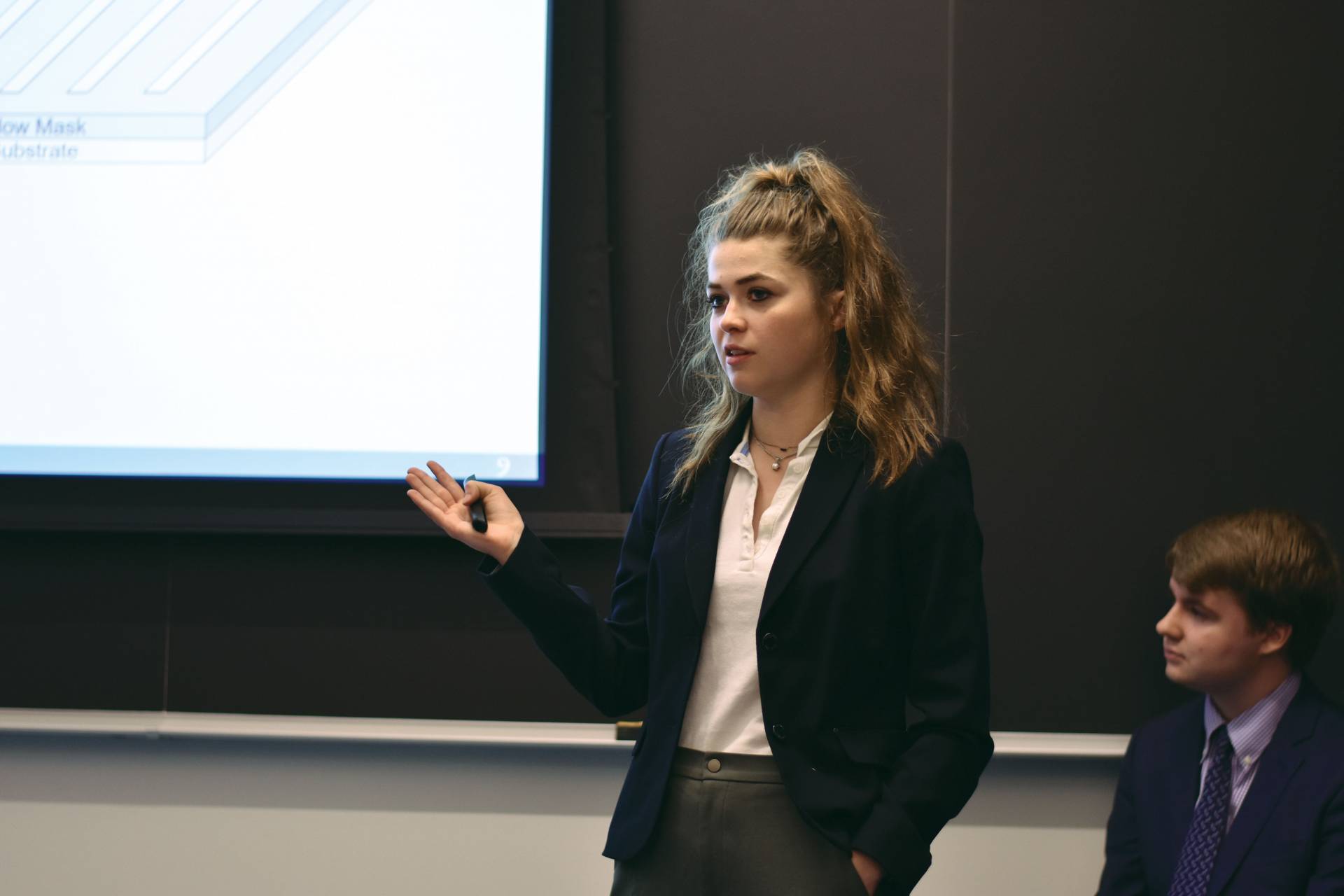 A student presents research