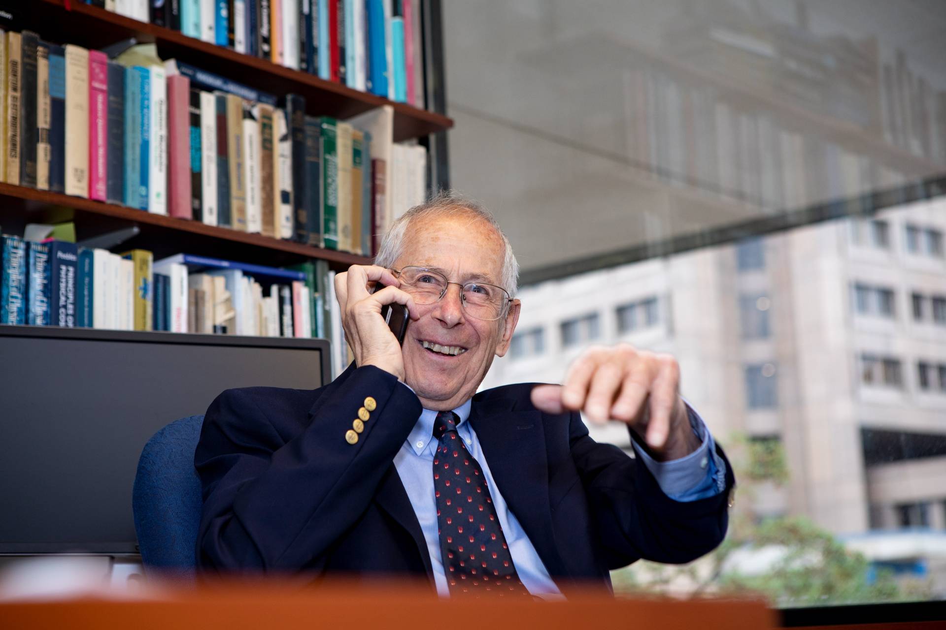 James Peebles on the phone