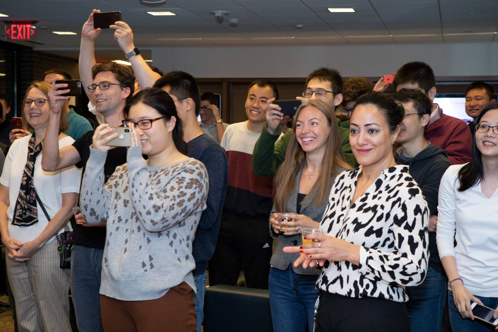 Students in Jadwin hall cheer