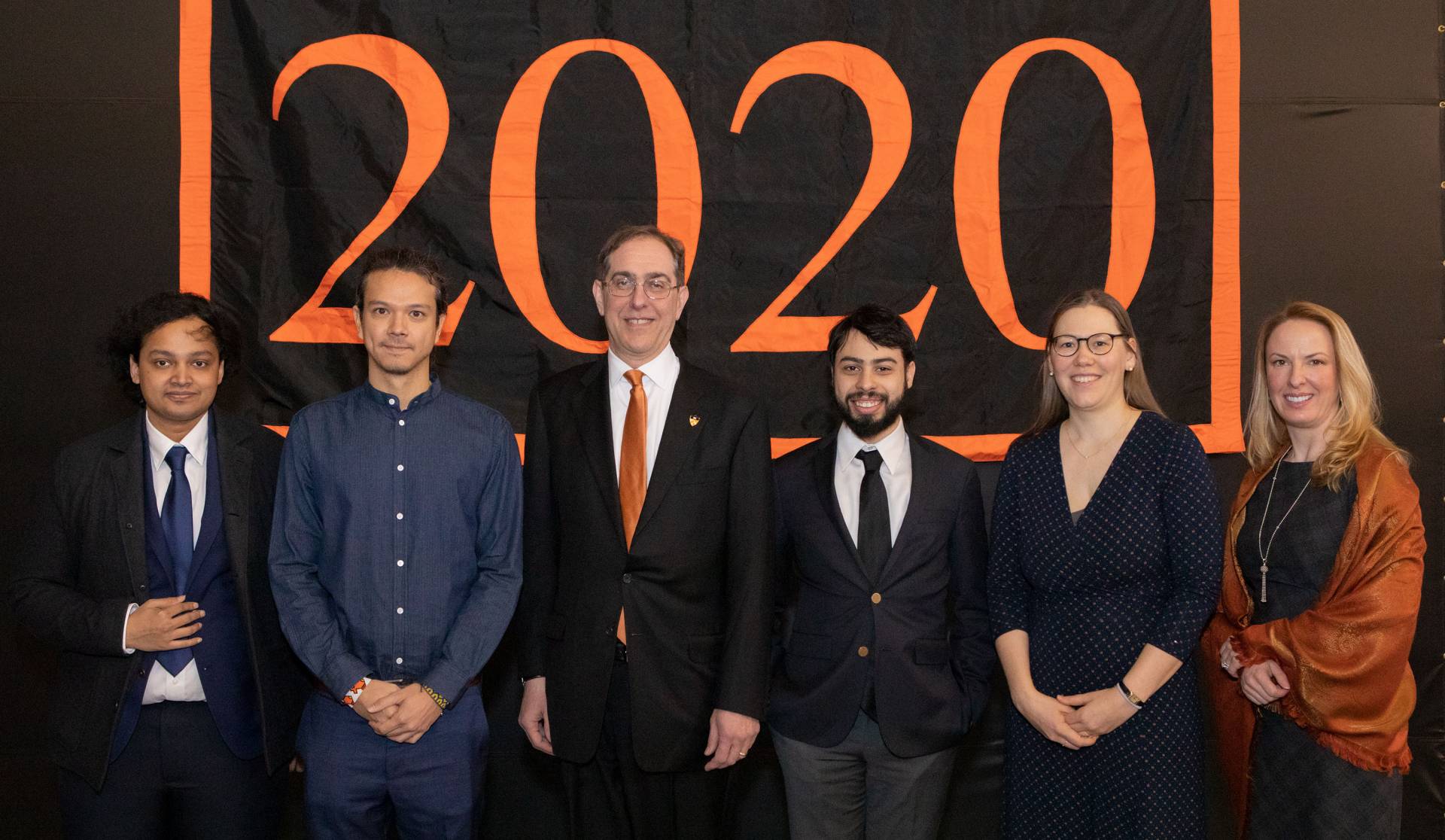 Eisgruber and Leslie pose with Jacobus winners