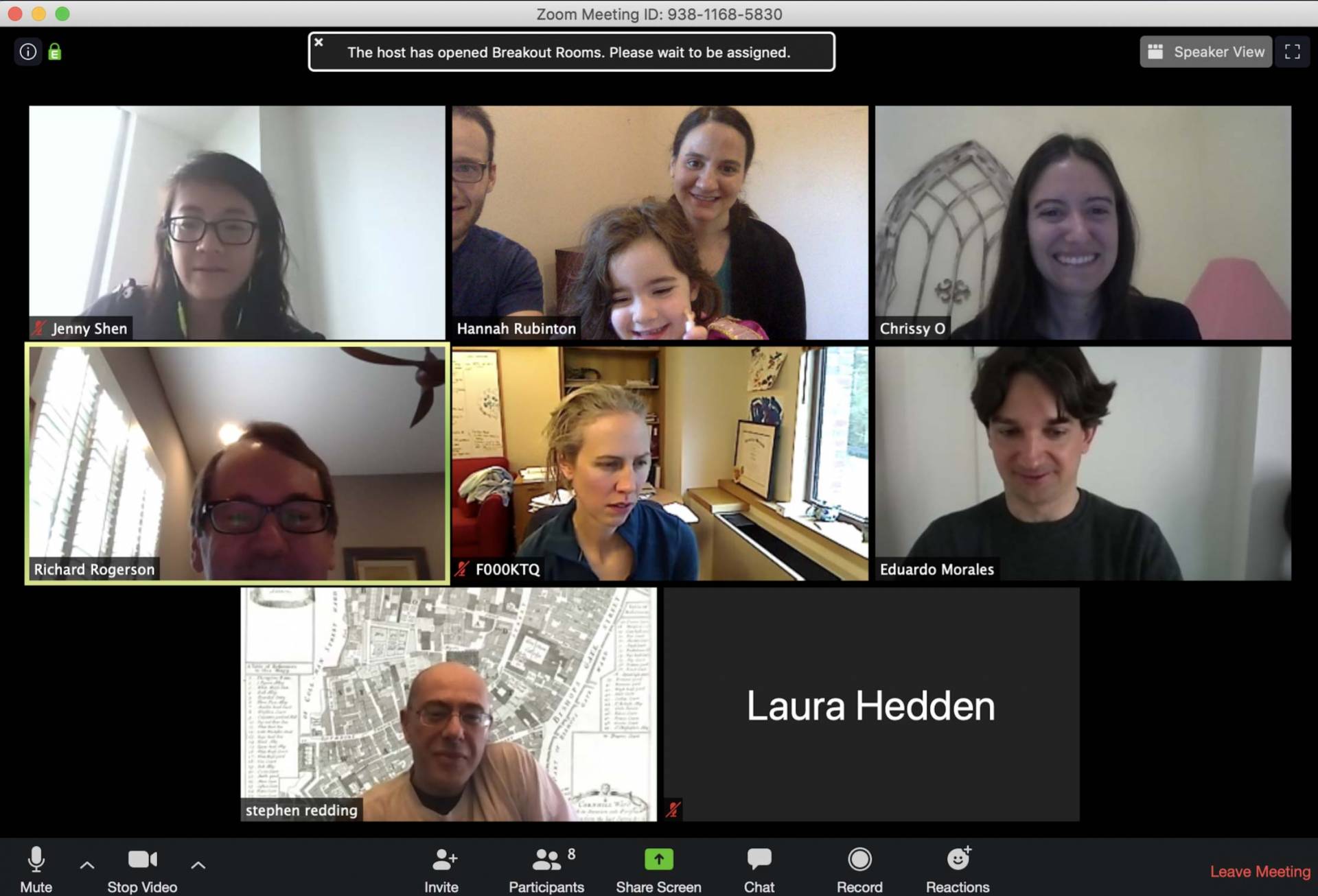 screenshot of a zoom seminar