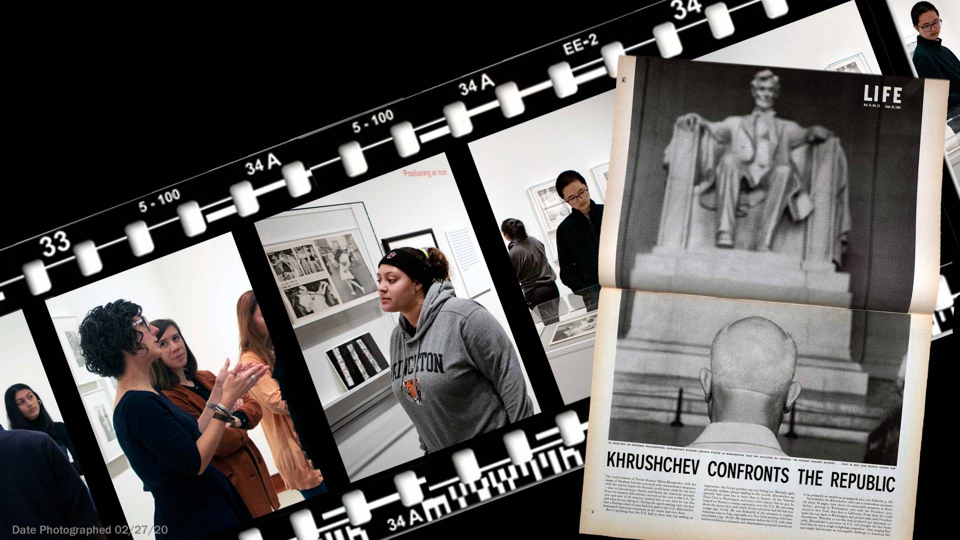 Photo illustration of students and faculty interacting with exhibit