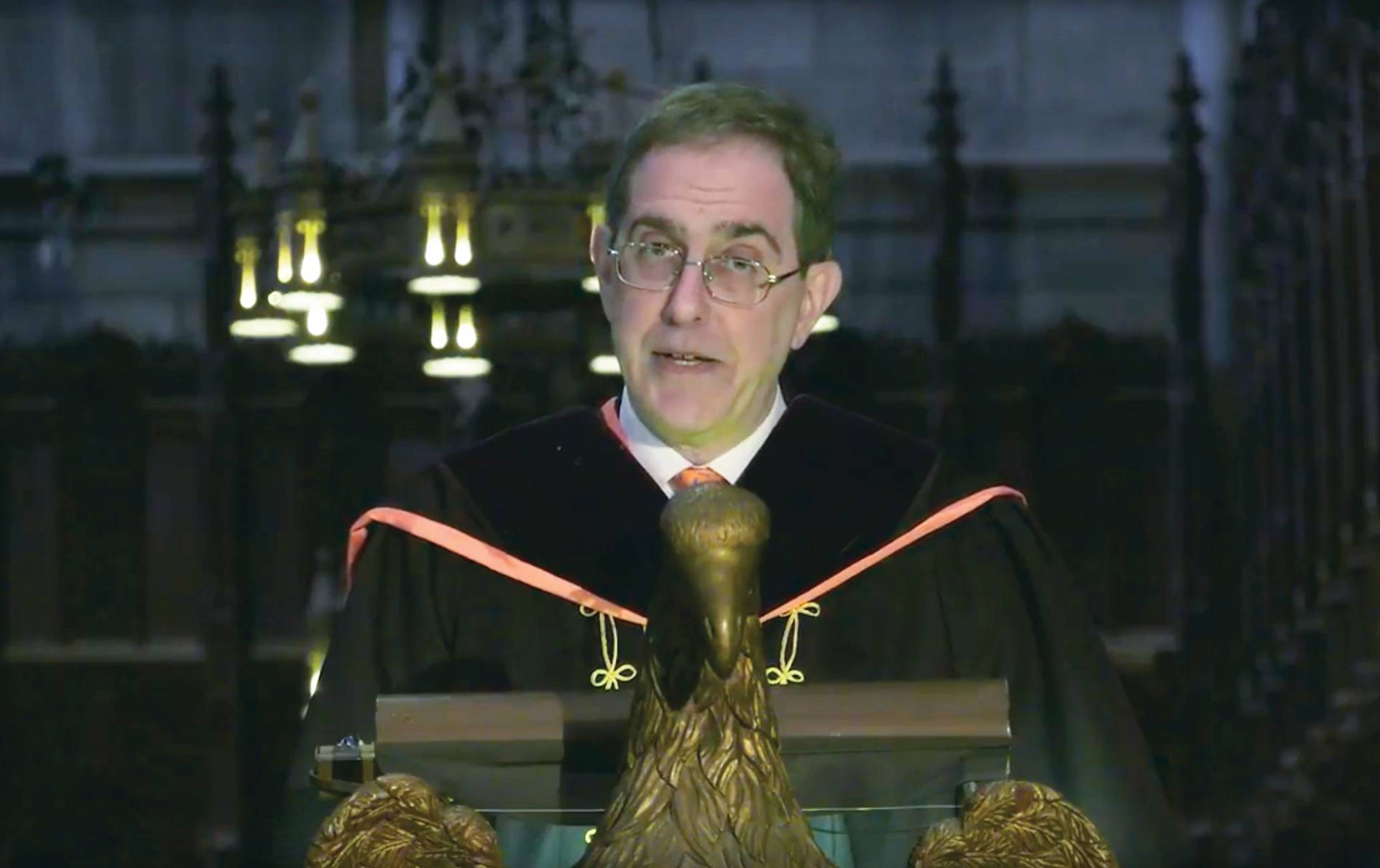 Christopher Eisgruber delivering Baccalaureate address