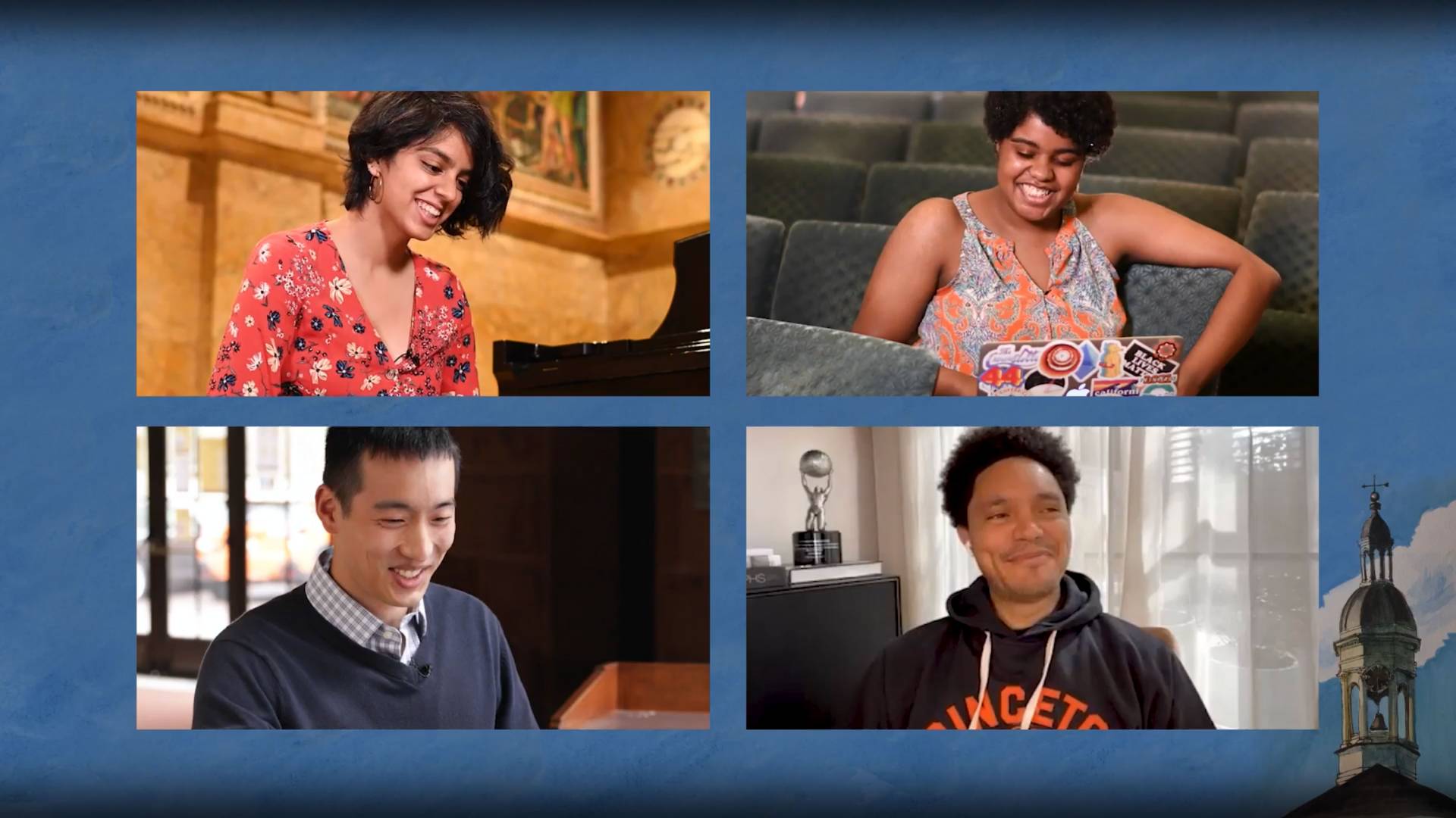 Morgan Smith ’21, Kamya Yadav ’21, Michael Wang ’21, and Trevor Noah