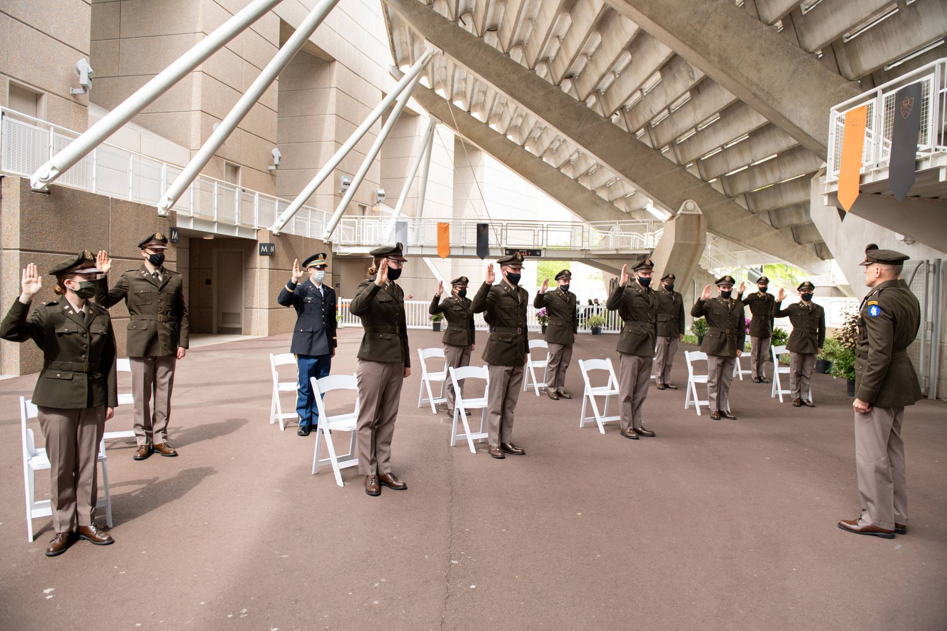 Tweleve students salute