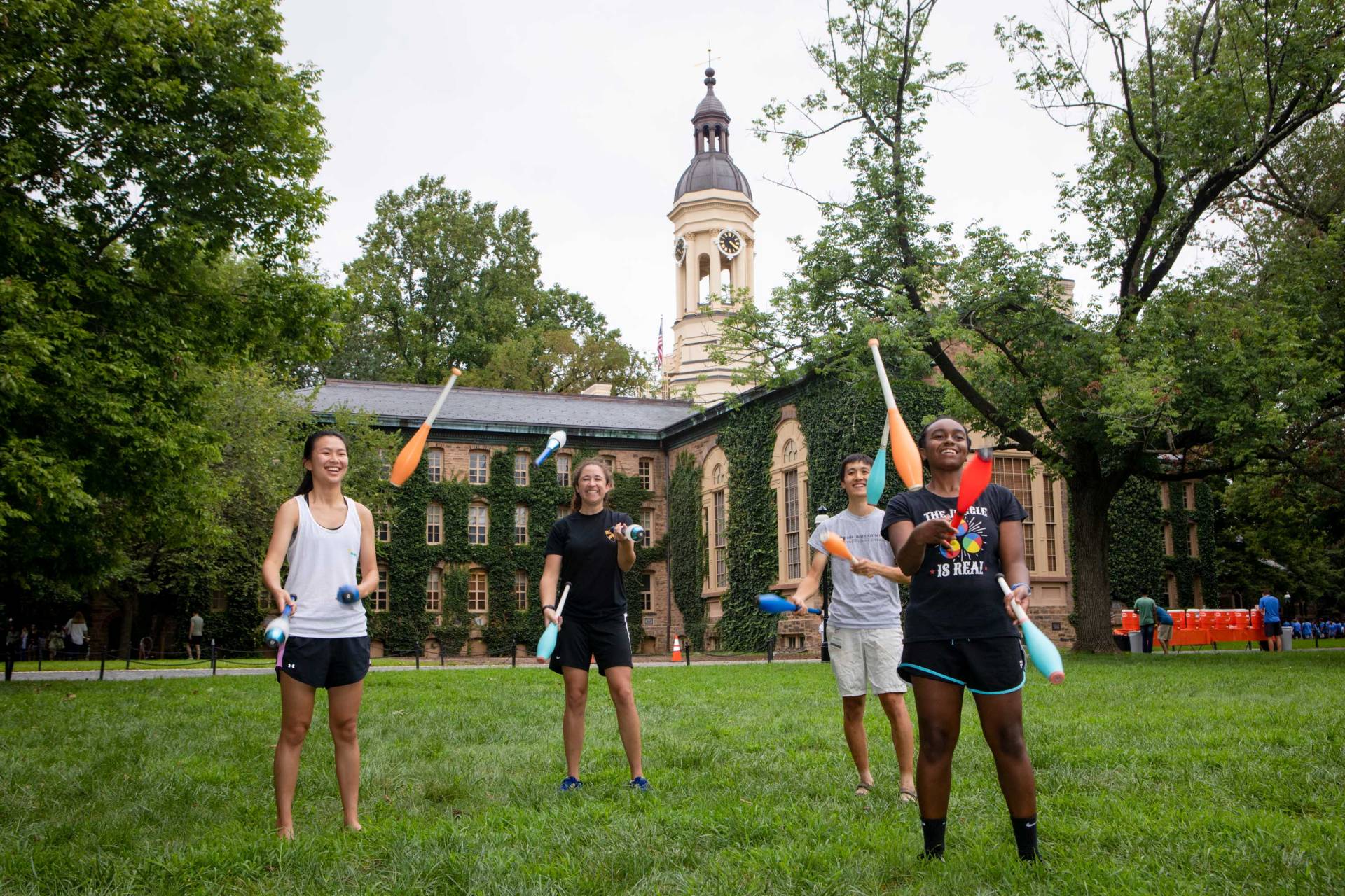 Four jugglers behind Nassau Hall