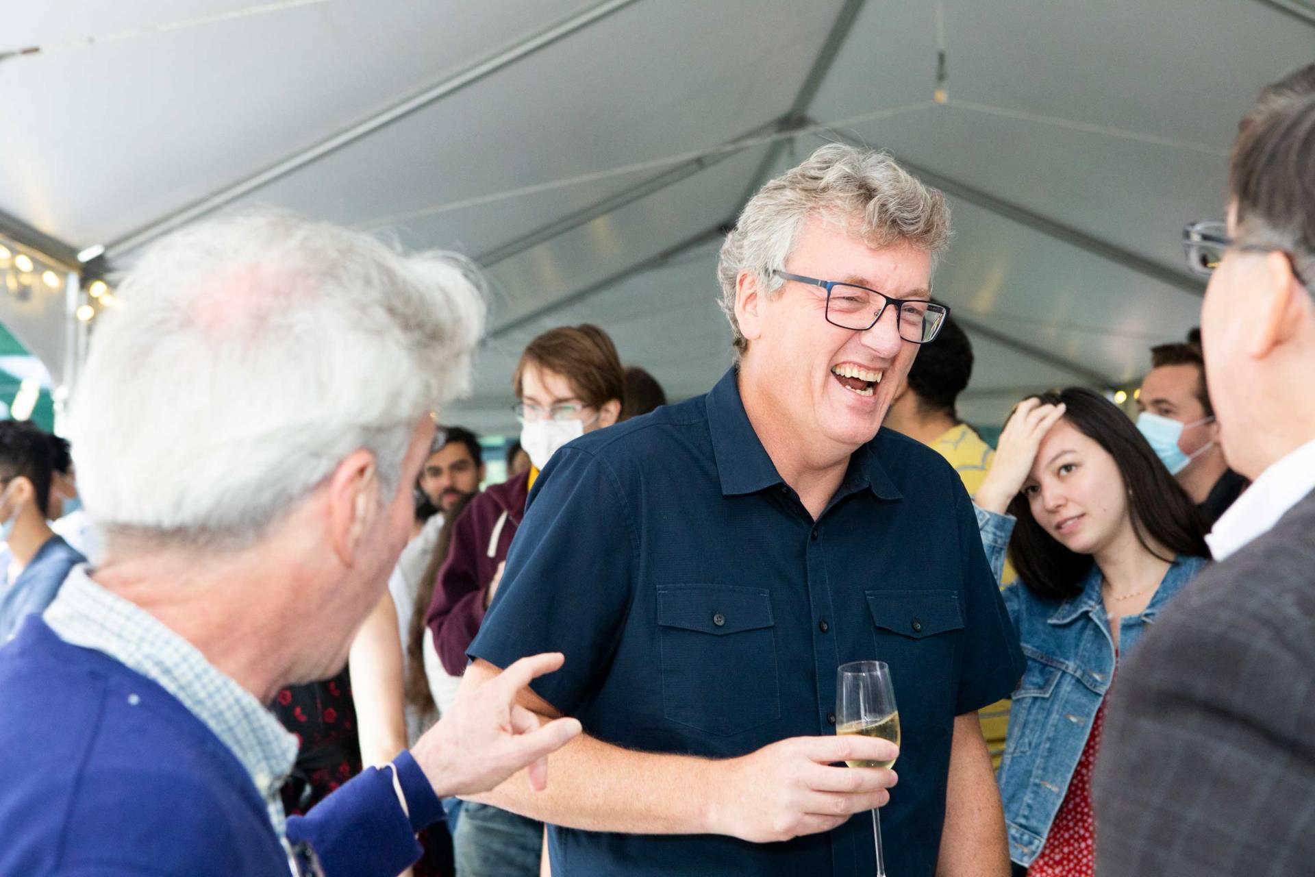 David MacMillan celebrates at the Chemistry department reception
