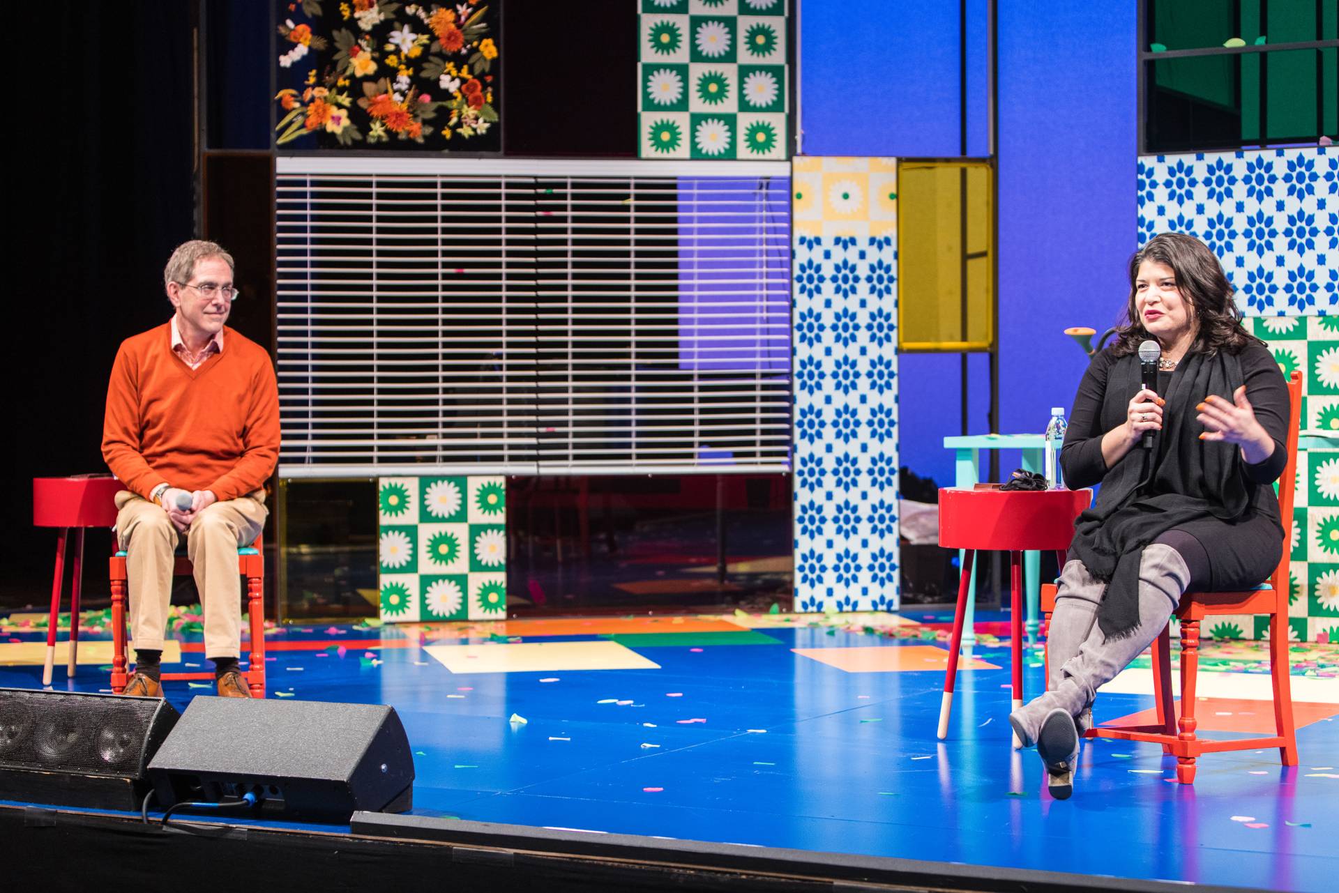 President Eisgruber and Khristina Gonzalez in coversation on a stage