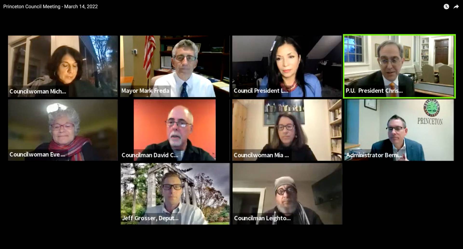 Zoom screenshot of a town hall meeting