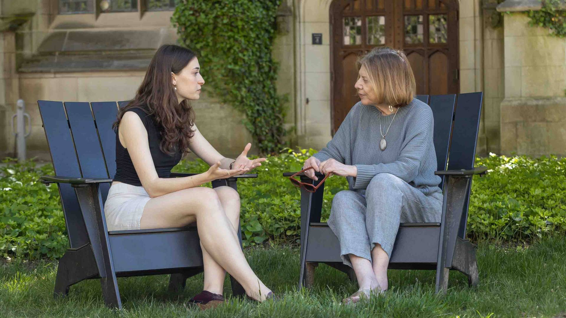 Rachel Sturley talking to her adviser