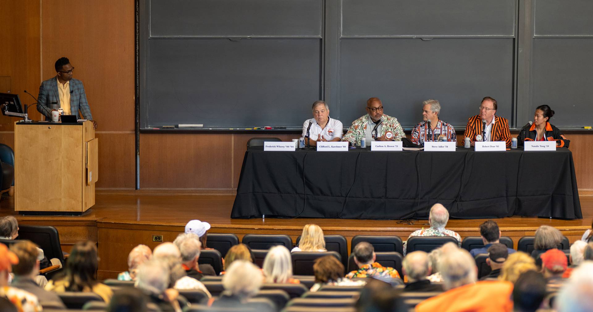 Frederick Wherry moderates an alumni panel discussion