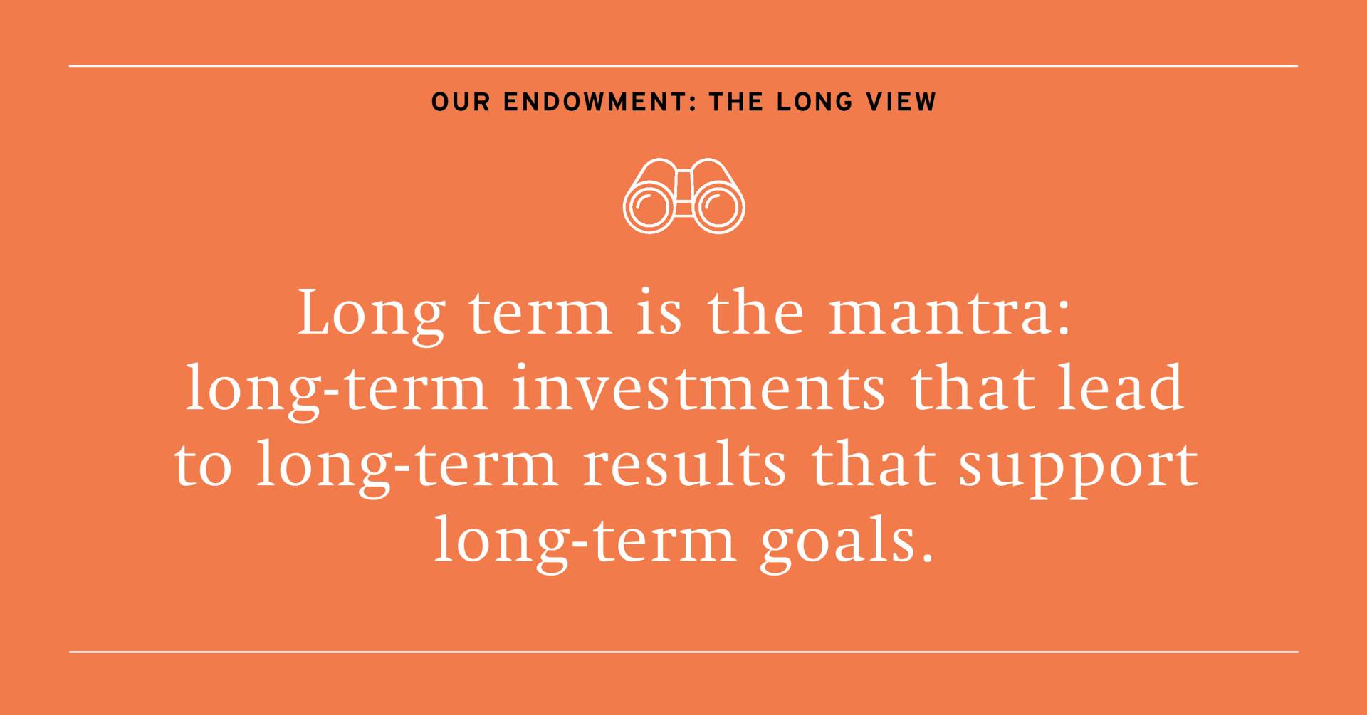 Long term is the mantra: long term investments that lead to long term results that support long-term goals